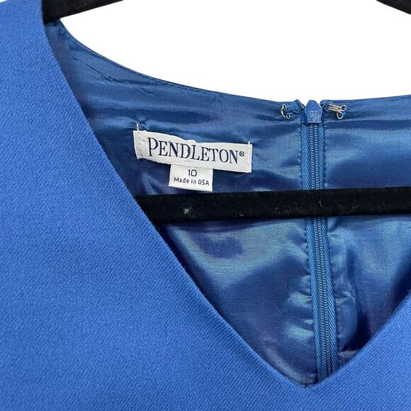 Vintage 100% Wool Pendleton Sheath Dress Blue Womens 10 - Picture 3 of 6